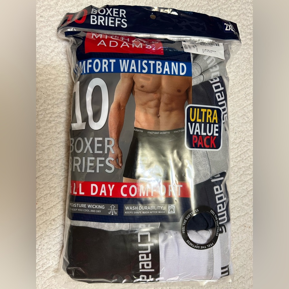 MICHAEL ADAMS Men's Boxer Briefs 10-Black and Gray and this open bag good 👍🏽